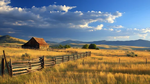 Golden prairie sunset wraps a quiet barn in gentle light