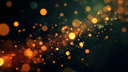 Glowing Orange Bokeh Lights on Dark Background, Abstract Style.