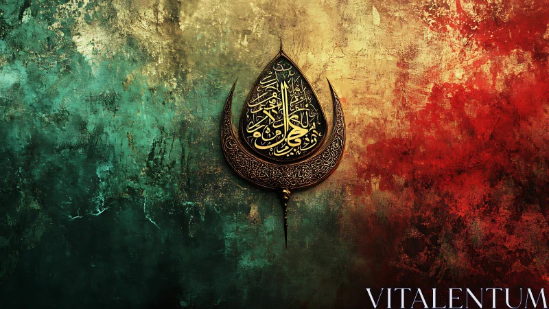 Graceful Arabic calligraphy glows on rich textured colors