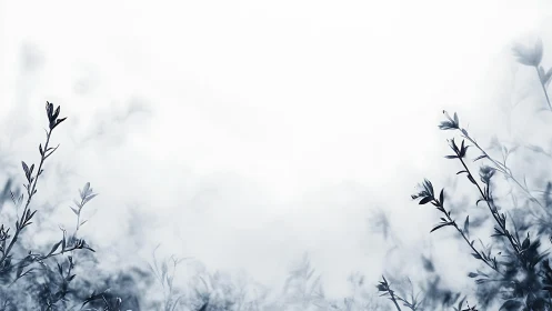 Delicate Wildflowers in Soft Focus Against White Sky