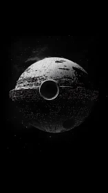 Massive spherical battle station floats in deep space