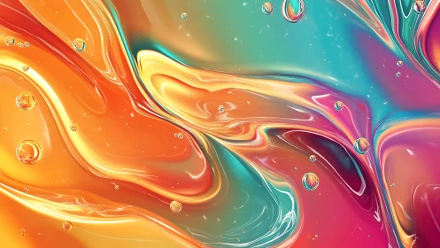 Glowing liquid colors swirl gently in a dreamy abstract scene