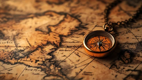 Copper compass whispering over weathered pirate maps.