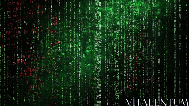 Neon data rain cascading through a glitchy cyber green void.