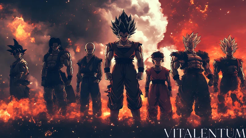 Fiery warriors stride from stormlit clouds to claim dawn