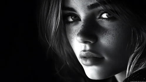 Soft light on a freckled face filled with quiet wonder.