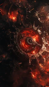 Molten mechanical core with radial gears in eruptive plasma glow