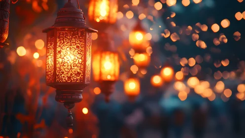 Lantern chorus in ember dusk, singing soft festival light.