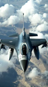 Steel falcon knifes through cloud castles above deserts.