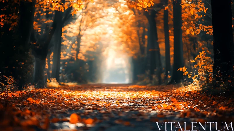 Autumn Forest Path Luminous Light.