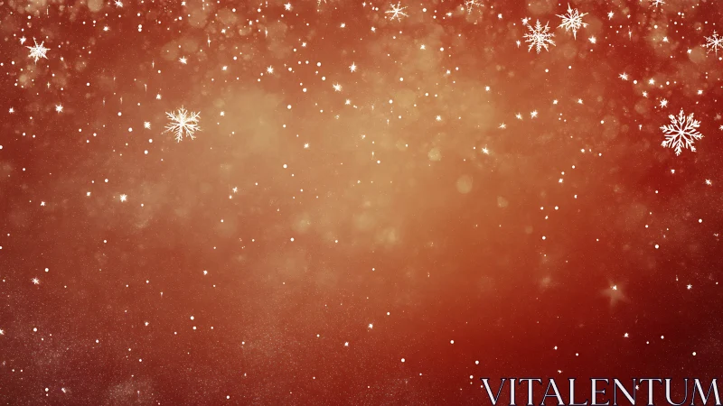 Snowflake silhouettes overlay a red gradient background