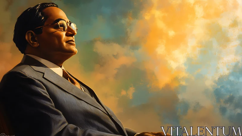 Digital painting portrait with luminous atmospheric backdrop.