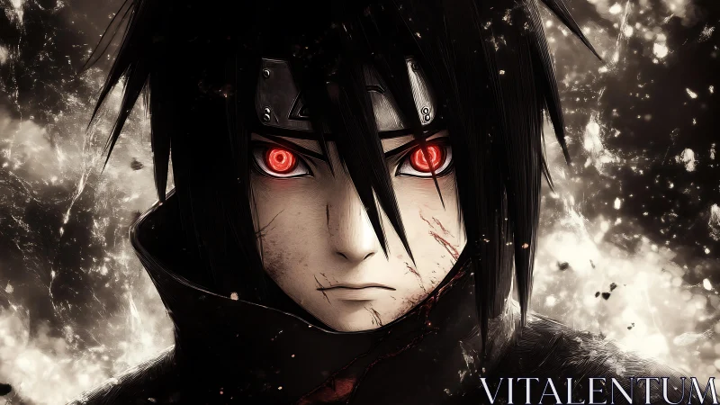 Storm-eyed anime avenger locked in burning starlight gaze.