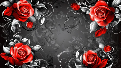 Crimson Roses in Monochrome Dreams.
