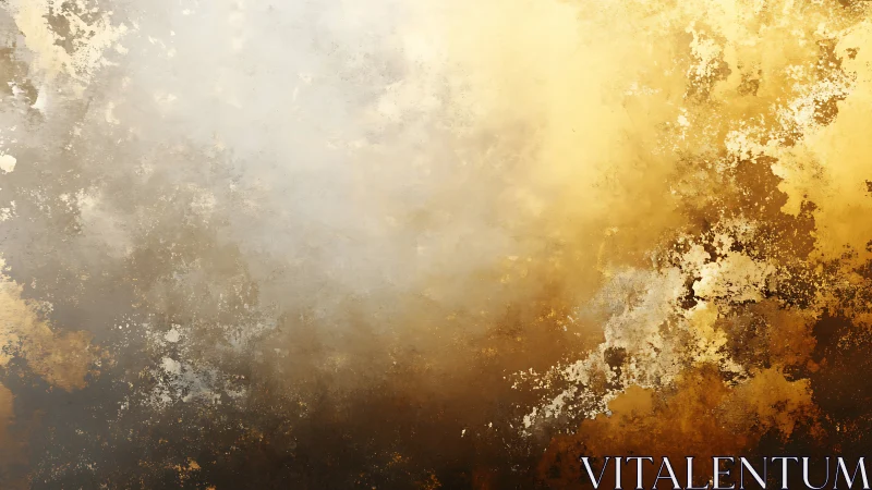 Molten dawn clouds swirling through burnished golden fog.