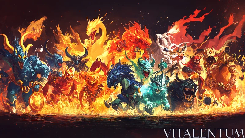 Elemental demon horde charges through infernal firestorm