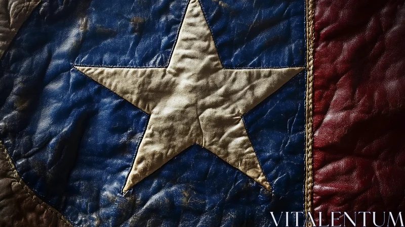 Weathered leather Texas star flag shows textured detail