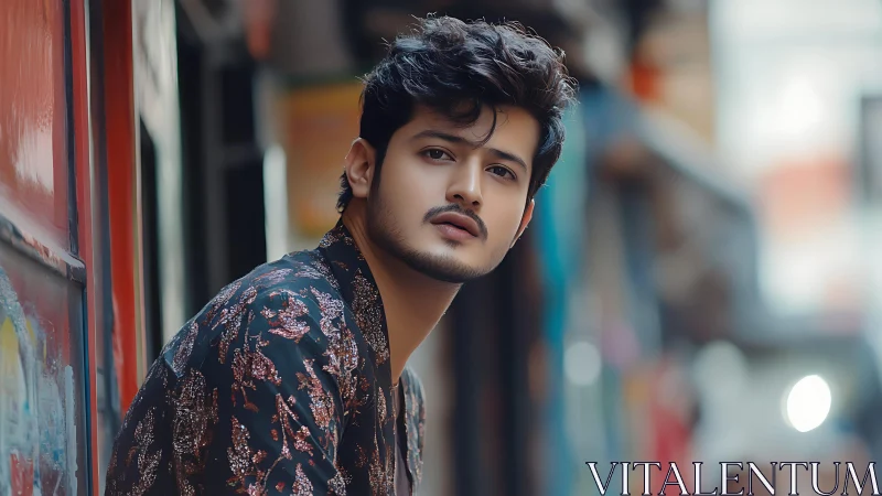 Urban portrait of stylish man in shallow depth of field.