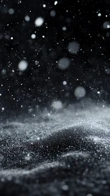 Fine particulate matter is suspended over a dark surface