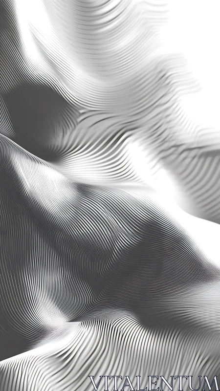 Monochrome waveforms carve fluid topographic contours softly.
