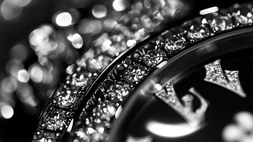 Diamond bezel macro captures luxury watch detail in bokeh