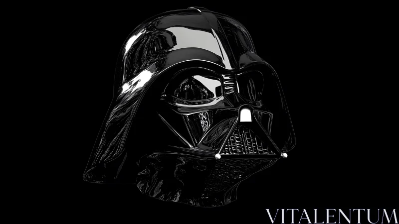 Shiny Black Sci-Fi Helmet Rendered on a Dark Background.