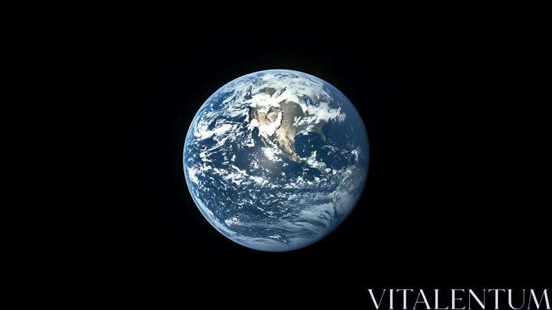 Earth viewed from space with visible clouds and oceans.