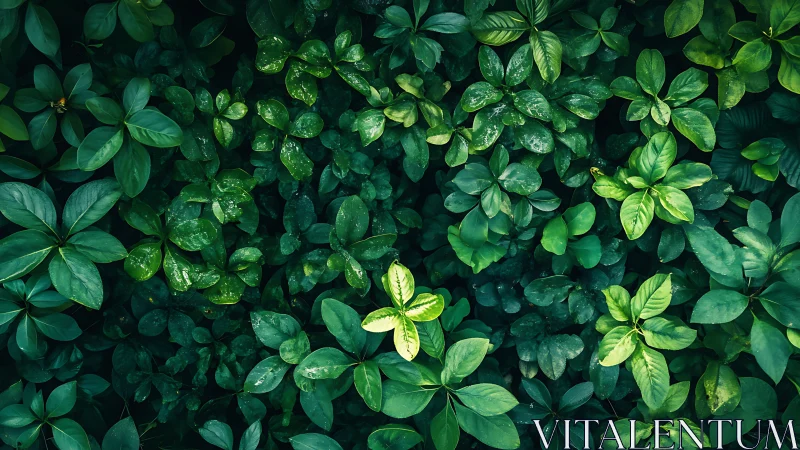 Verdant leaf tapestry glows with lush, layered forest whispers.