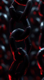 Gleaming black chain links glowing with ember-red light.