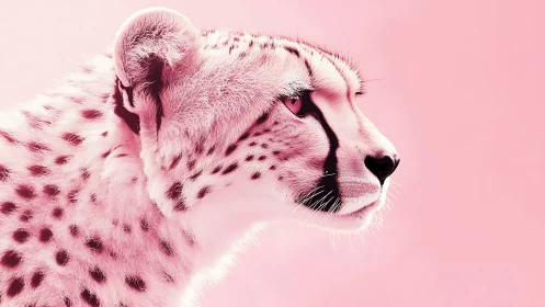 Pink Cheetah Profile in Monochromatic Gradient