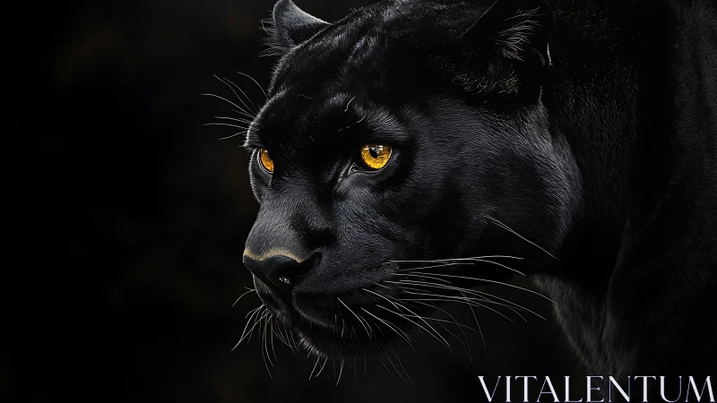 Striking Portrait of a Black Panther's Golden Gaze.
