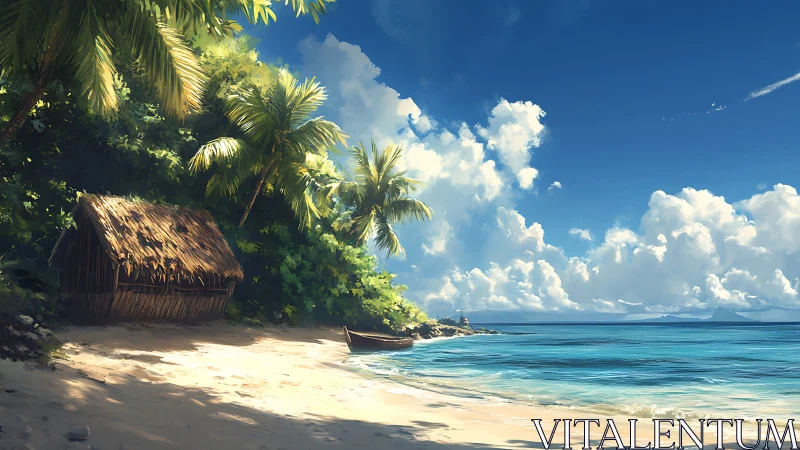 Tropical Paradise: Sandy Shores and Swaying Palms.