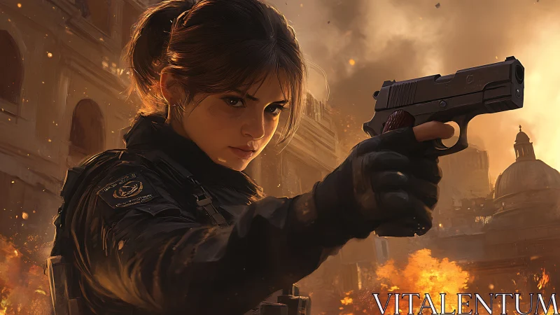 City gates burn while a lone operative redraws the crossfire