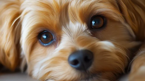 Canis lupus familiaris rendered with hyperrealistic digital portraiture demonstrating advanced ocula