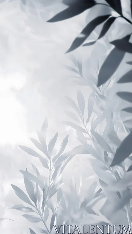 Monochrome botanical bokeh with diffuse atmospheric backlight.