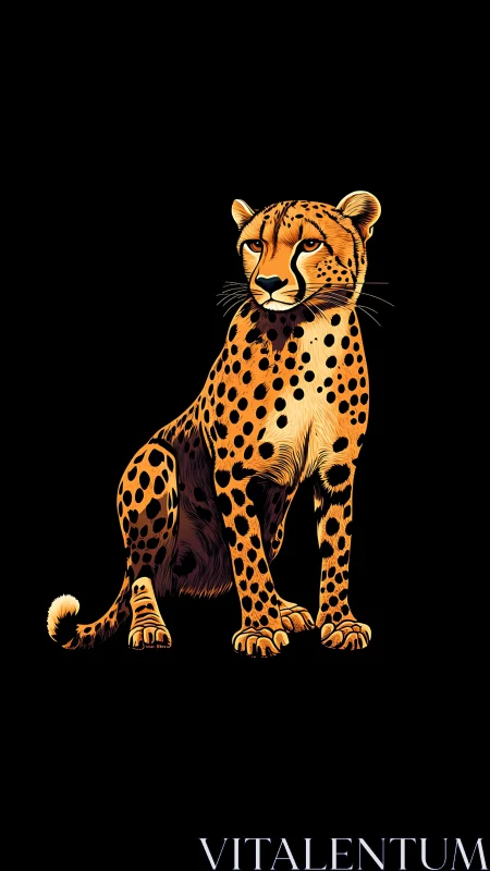 Vector-rendered cheetah portrait with high-contrast spot topology.