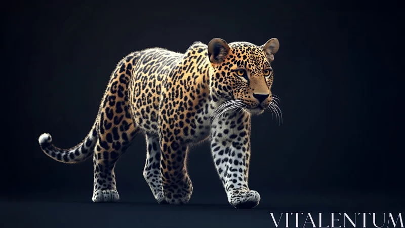 Hyperreal leopard rendering advances with controlled studio lighting