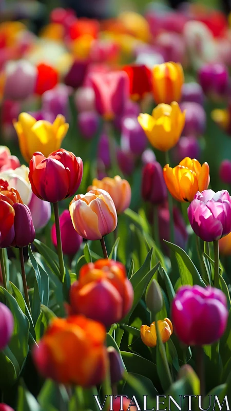 Vibrant Tulip Garden in Full Bloom.