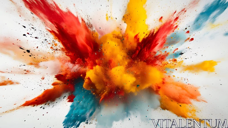 Vibrant explosion of colored powder in dynamic abstract style.
