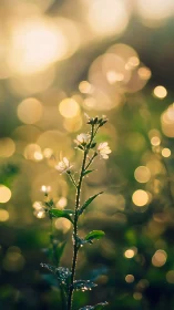 Backlit wildflower stem in shallow-depth bokeh composition.