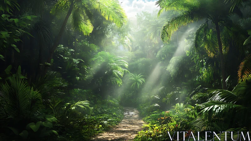 Sunlit Path Through the Emerald Jungle.