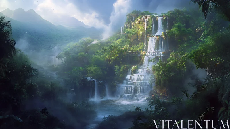 Cascading jungle citadel lets emerald mist cradle its roar