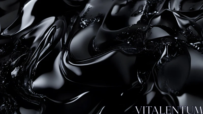 Abstract close-up of glossy black liquid texture in modern style.