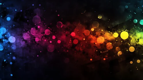 Vibrant Abstract Rainbow Bokeh with Colorful Light Spheres.