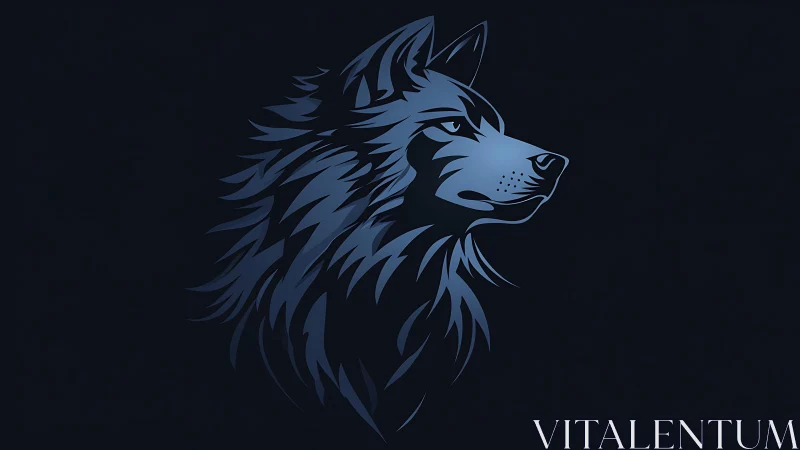 Stylized monochrome wolf profile rendered in minimalist vector