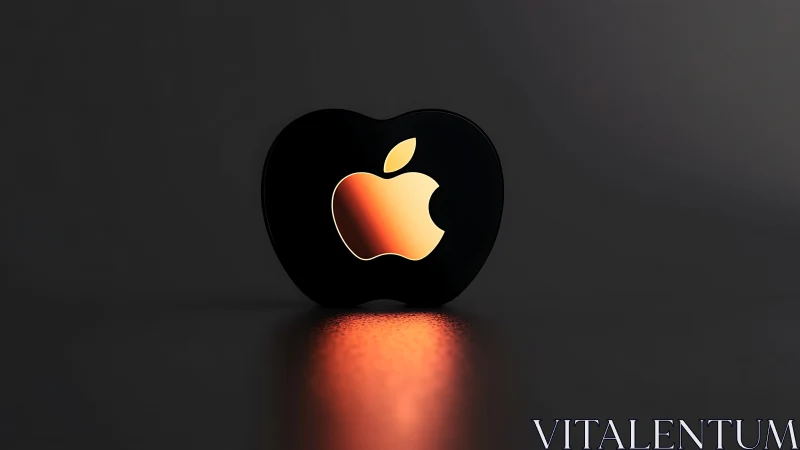 Black Apple Silhouette Glowing with Warm Radiance.