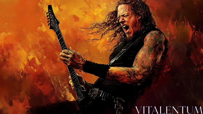 Fiery rock guitarist pouring raw energy into every riff.