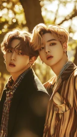 Golden hour friends framed in softly glowing autumn light.