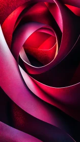 Curved red ribbons form layered abstract spiral structure