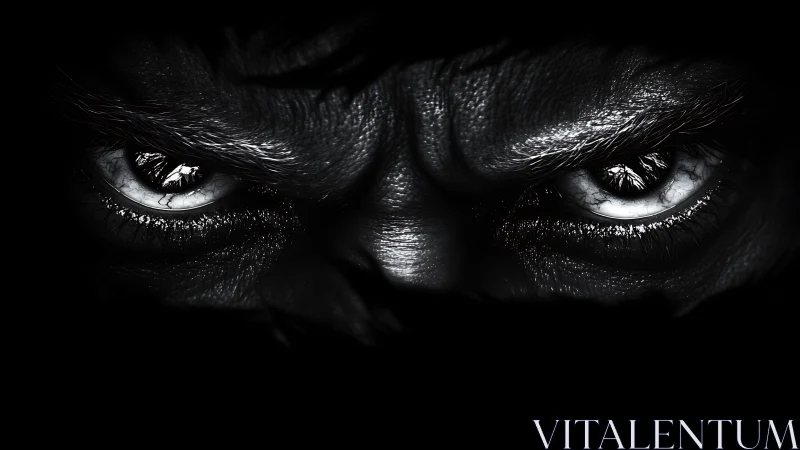 Predator glare carved from shadow and molten silver light.